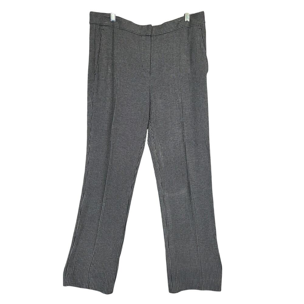 Theory Womens Houndstooth Pants 10 Black Gray Plaid Crop Trousers Academia Twee